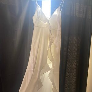 NWT Dress Forum White Dress with Ruffle Slit